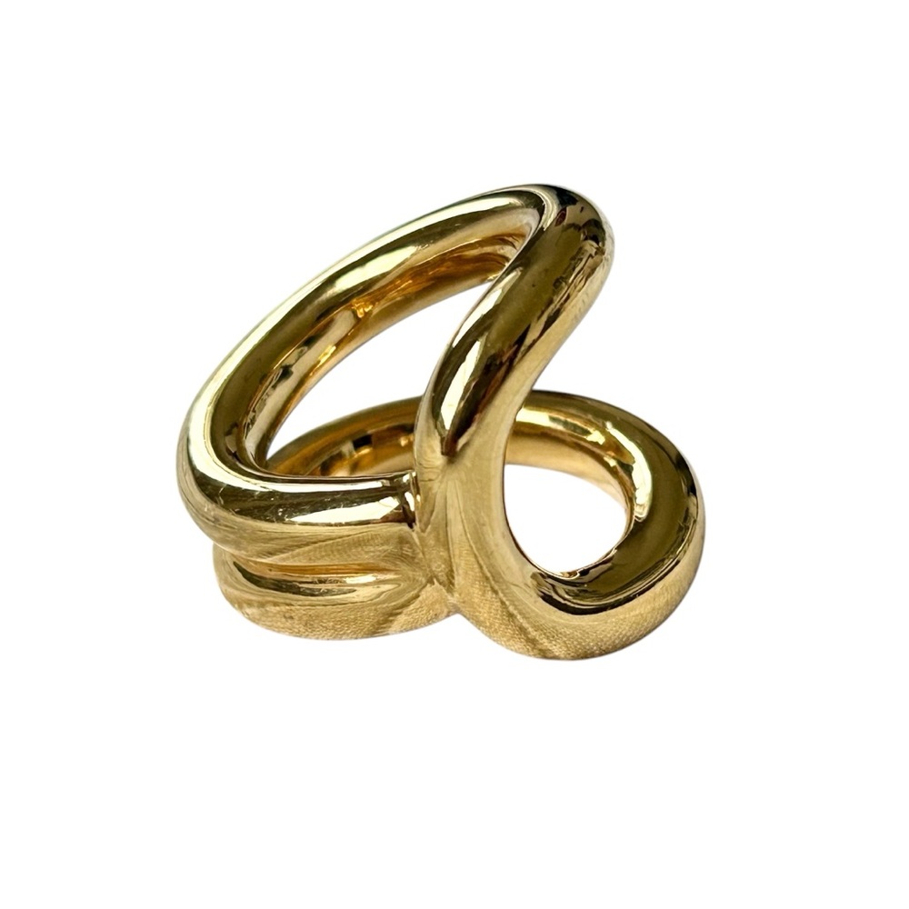 Saint Laurent YSL Ring 7.5 Gold Tone Sculptural Loop Infinity Knot